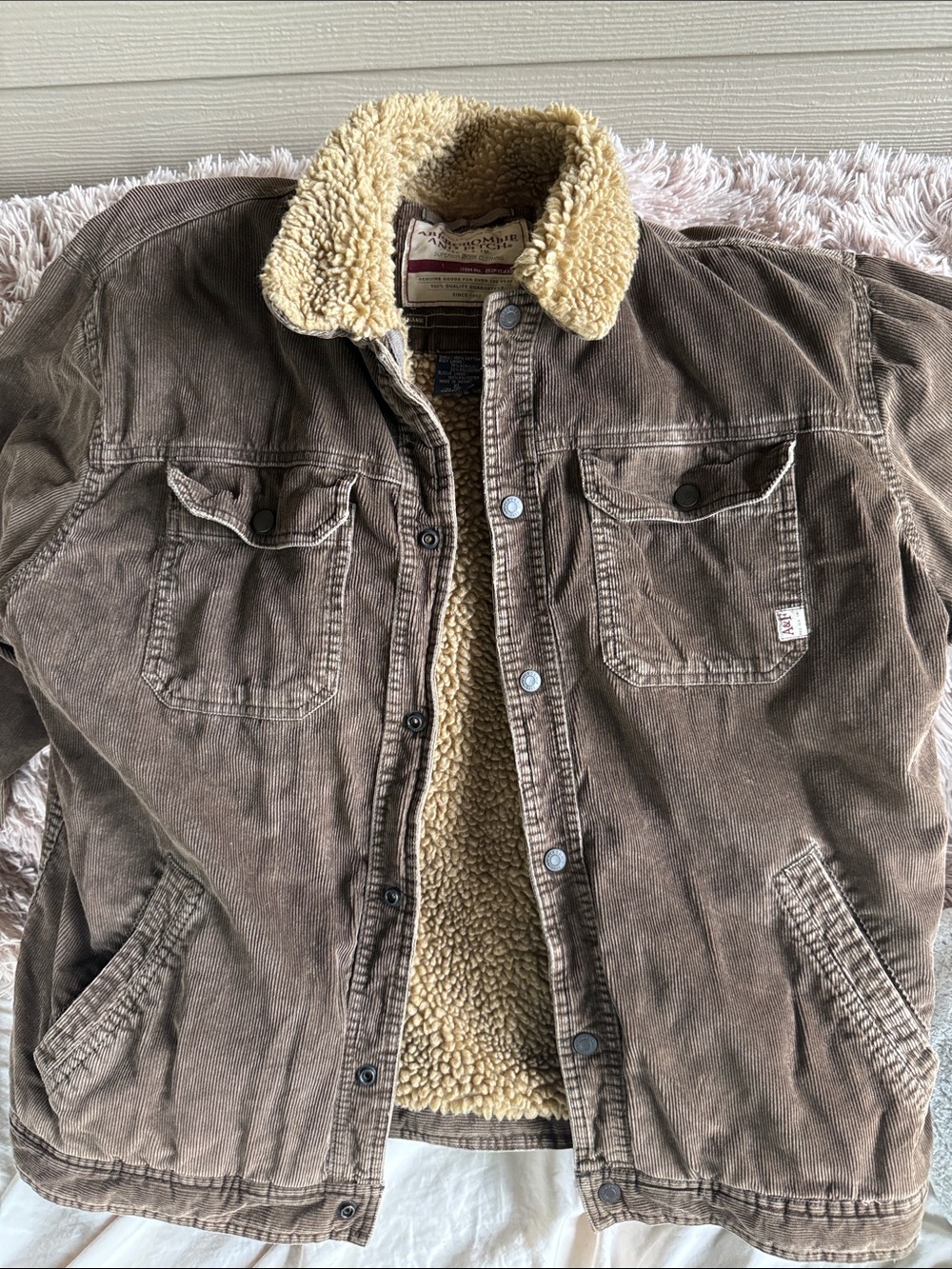 Vintage-Abercrombie Corduroy Sherpa Jacket - Brown